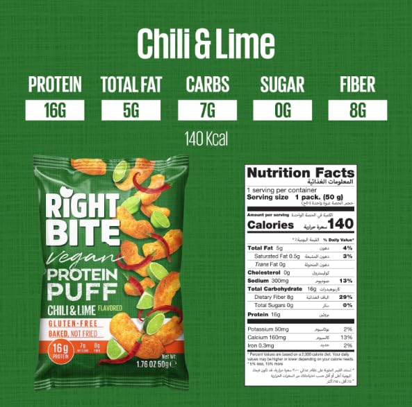 Bite and more Vegan Protein Puff Chilli & Lime Baked 50g